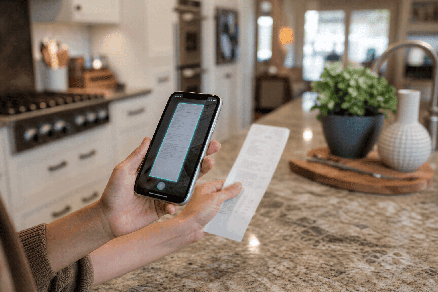 Scanning a home appliance receipt with Home Proof on iPhone